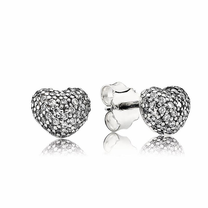 Pandora In My Heart Pavé Stud Earrings Online NZ, Sterling Silver (971602-ZHS)